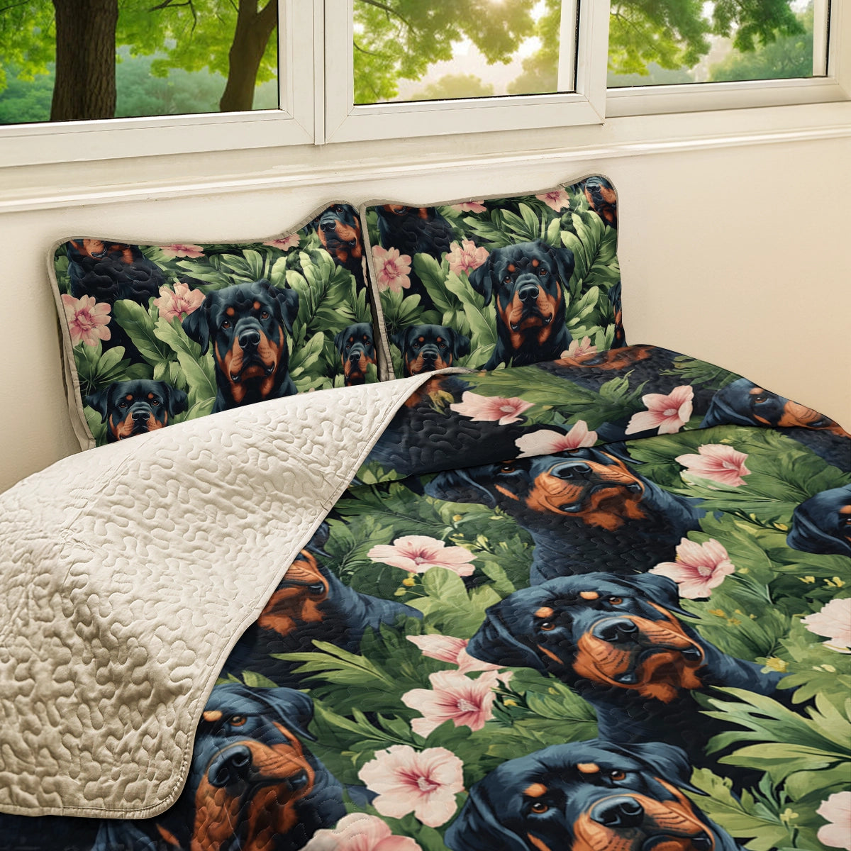 Shineful All Season Quilt 3-Piece Set - Rottweiler Guardian