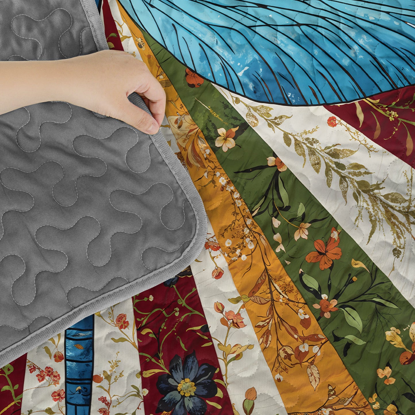 Shineful Quilt 3-Piece Set Dragonfly Bloom