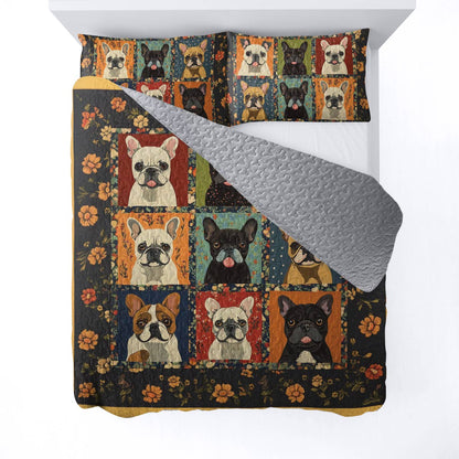 Shineful All Season Quilt 3-Piece Set Frenchie Frenzy