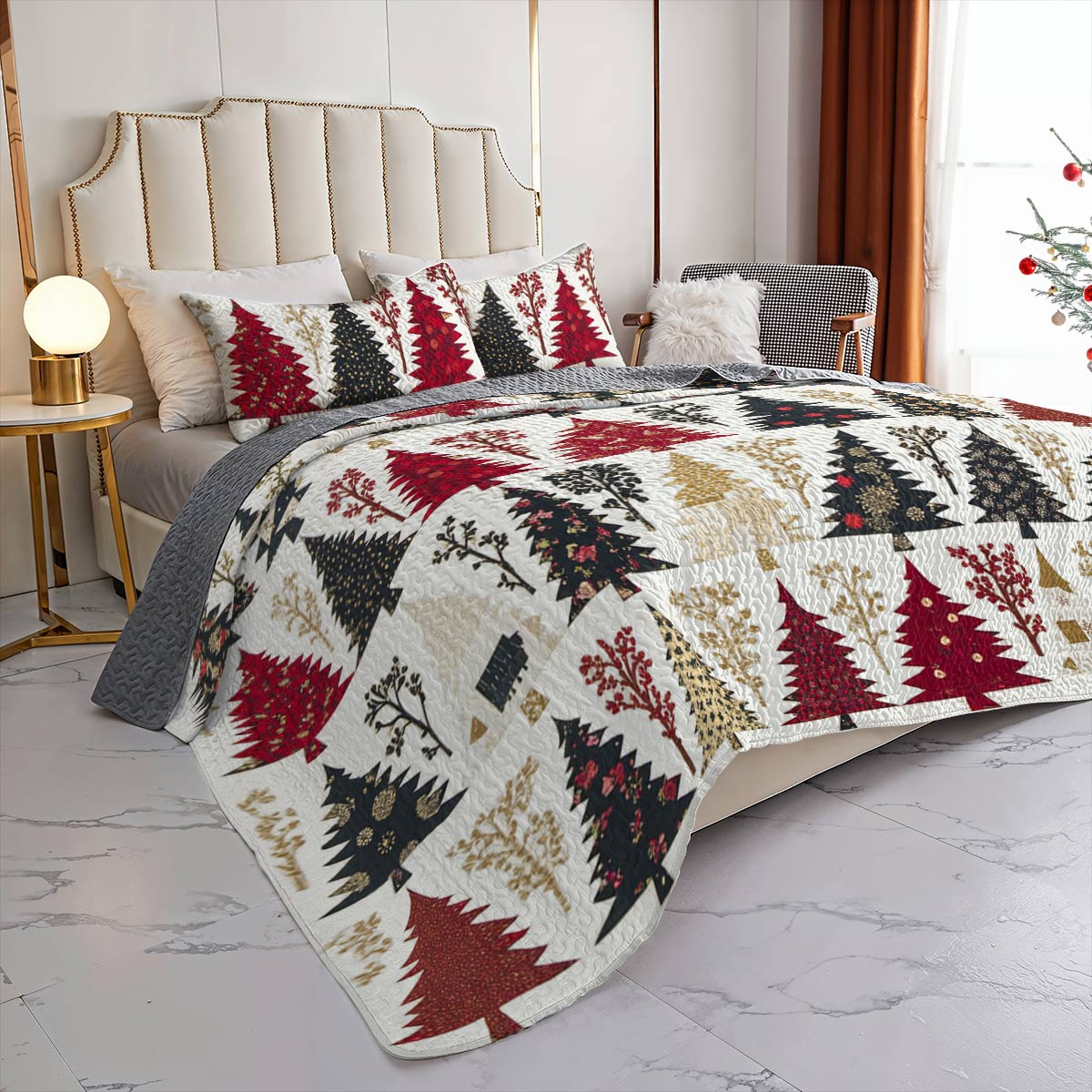 Shineful All Season Quilt 3-Piece Set Captivating Christmas Tree