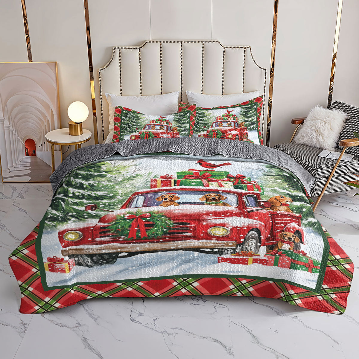 Shineful All Season Quilt 3-Piece Set Dashing Dachshund