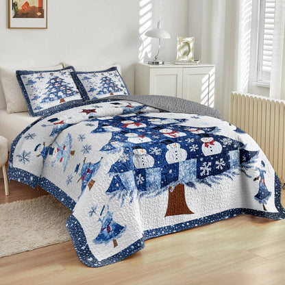 Shineful All Season Quilt 3-Piece Set Pretty Dancing Snowmen