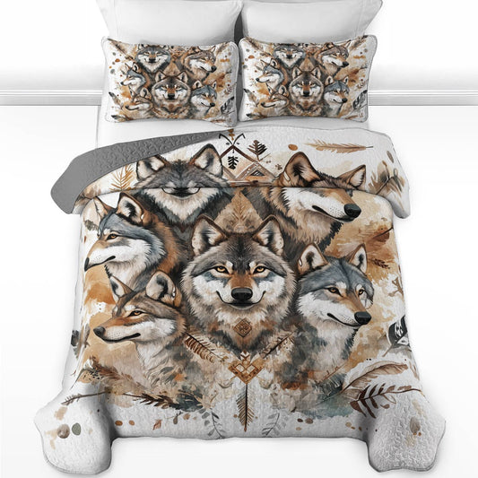 Shineful All Season Quilt 3-Piece Set - The Call Of The Wolf Pack