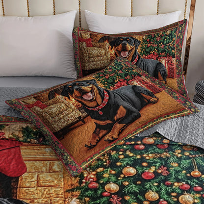 Shineful All Season Quilt 3-Piece Set - Rottweiler's Christmas Cheer