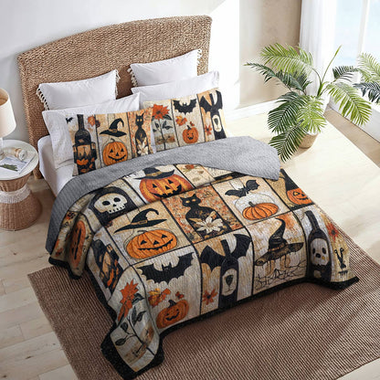 Shineful All Season Quilt 3-Piece Set Gentle Wine Bottles Halloween