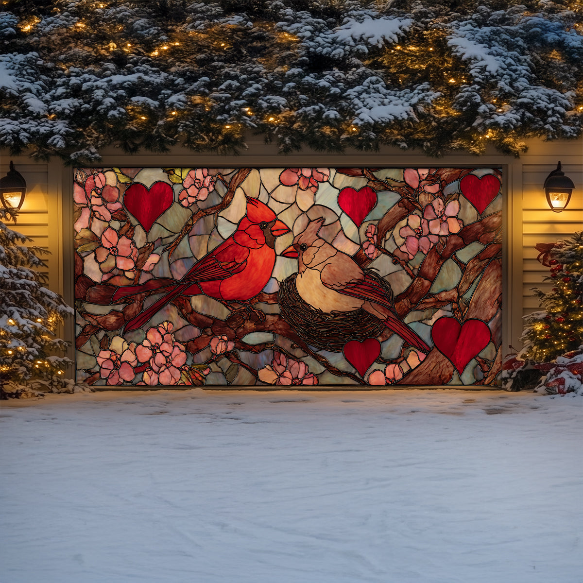 Shineful Garage Door Banner Decoration Cardinal Blessing Art