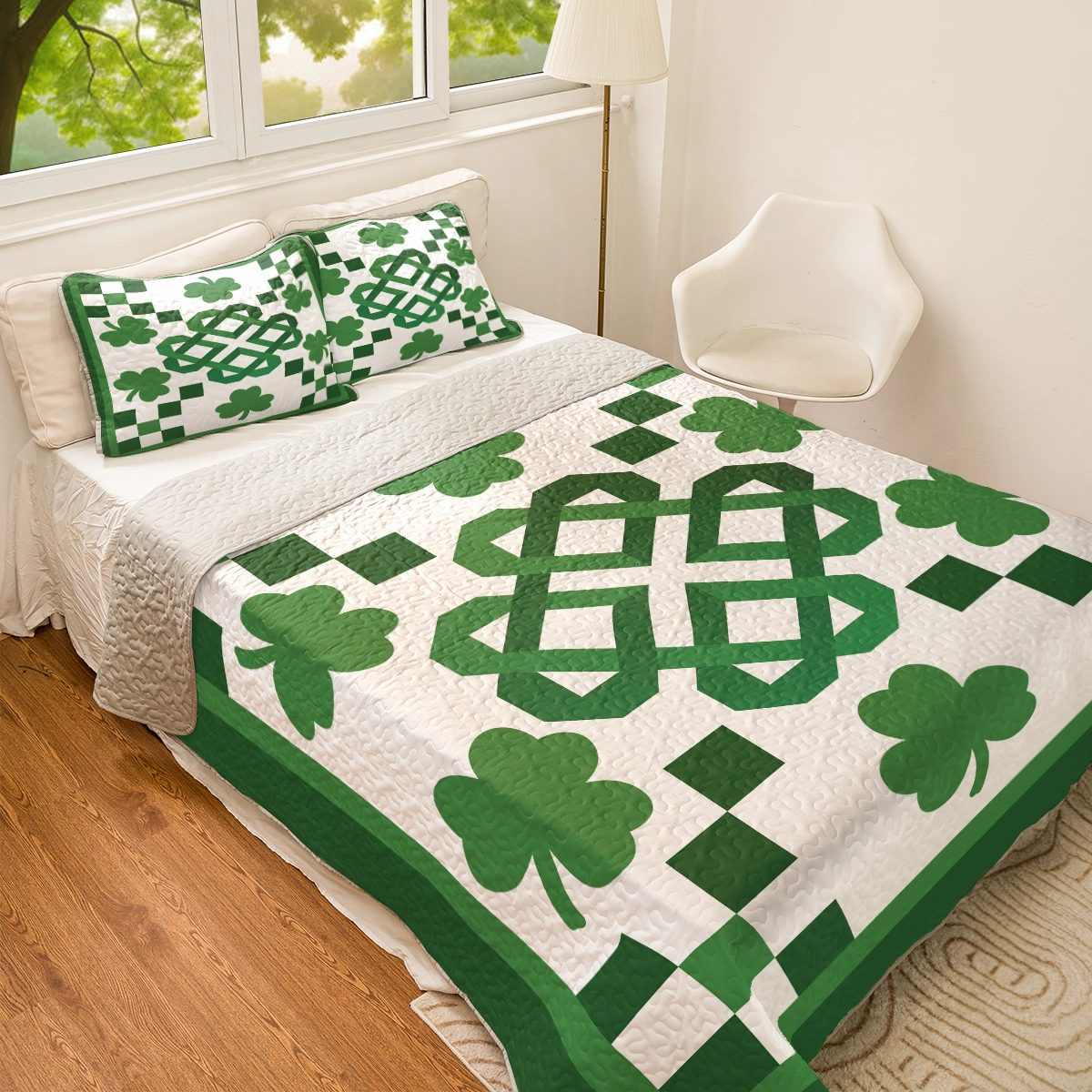 Shineful All Season Quilt 3-Piece Set - Shamrock Celtic Knot