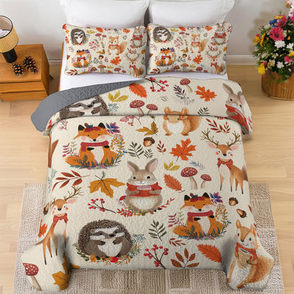 Shineful All Season Quilt 3-Piece Set Animal In Fall