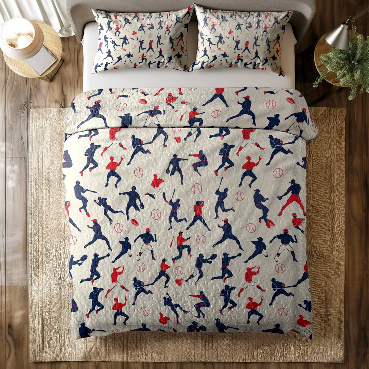Shineful All Season Quilt 3-Piece Set - Baseball Motion