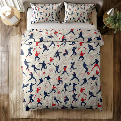 Shineful All Season Quilt 3-Piece Set - Baseball Motion