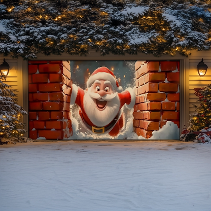 Shineful Garage Door Banner Decoration Santa’s Festive Breakthrough