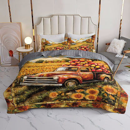 Shineful All Season Quilt 3-Piece Set Apple Harvest Truck