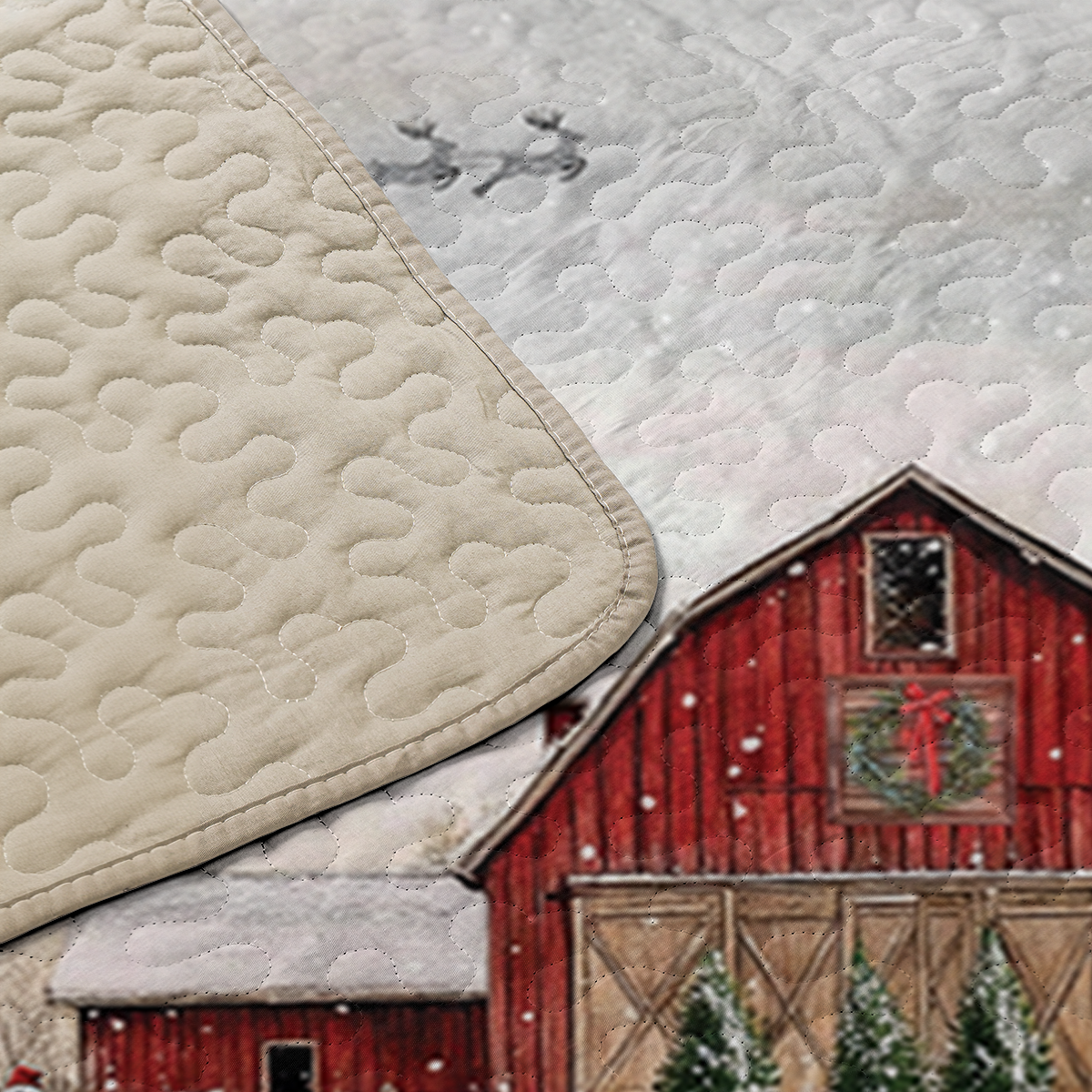 Shineful All Season Quilt 3-Piece Set Vintage Red Truck Christmas