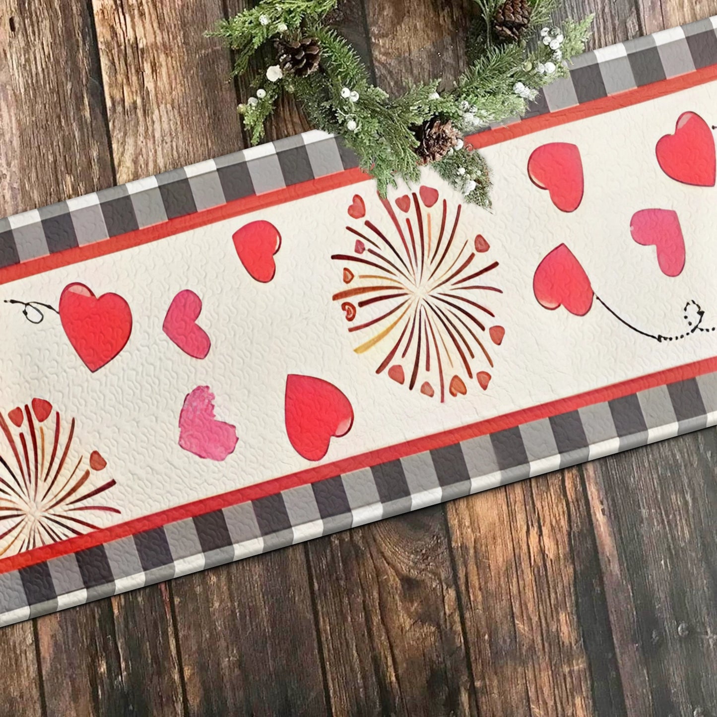 Shineful 2D Flat Print Quilted Table Runner Valentine Romantic Trip