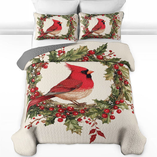 Shineful All Season Quilt 3-Piece Set Cardinal Christmas