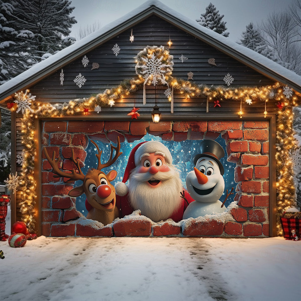 Shineful Garage Door Banner Decoration Christmas Fun
