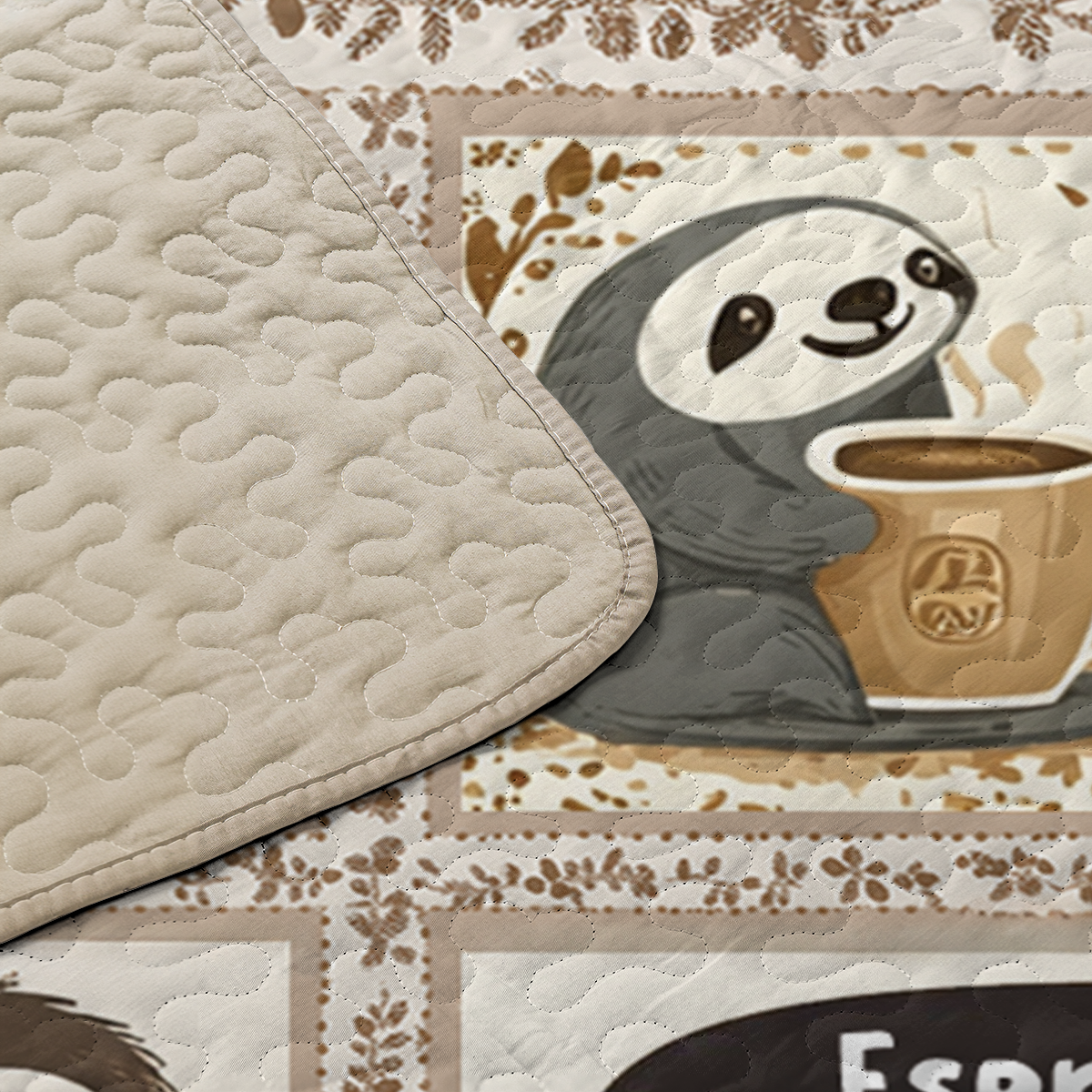 Shineful All Season Quilt 3-Piece Set Sloth Espresslow Snuggles