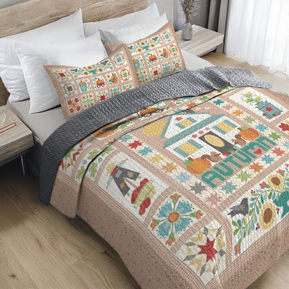 Shineful All Season Quilt 3-Piece Set Autumn Cottage Farm
