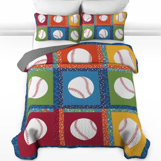 Shineful All Season Quilt 3-Piece Set - Baseball Bliss