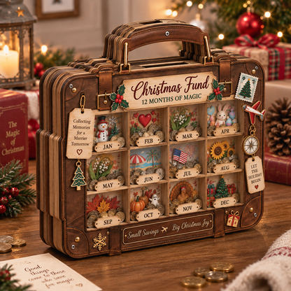 Christmas Fund Wooden Coin Bank