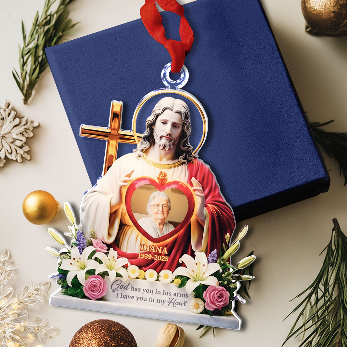 Shineful 2D Acrylic Ornament Personalized Safe In God's Arms