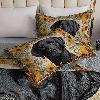 Shineful All Season Quilt 3-Piece Set - Labrador's Floral Tapestry