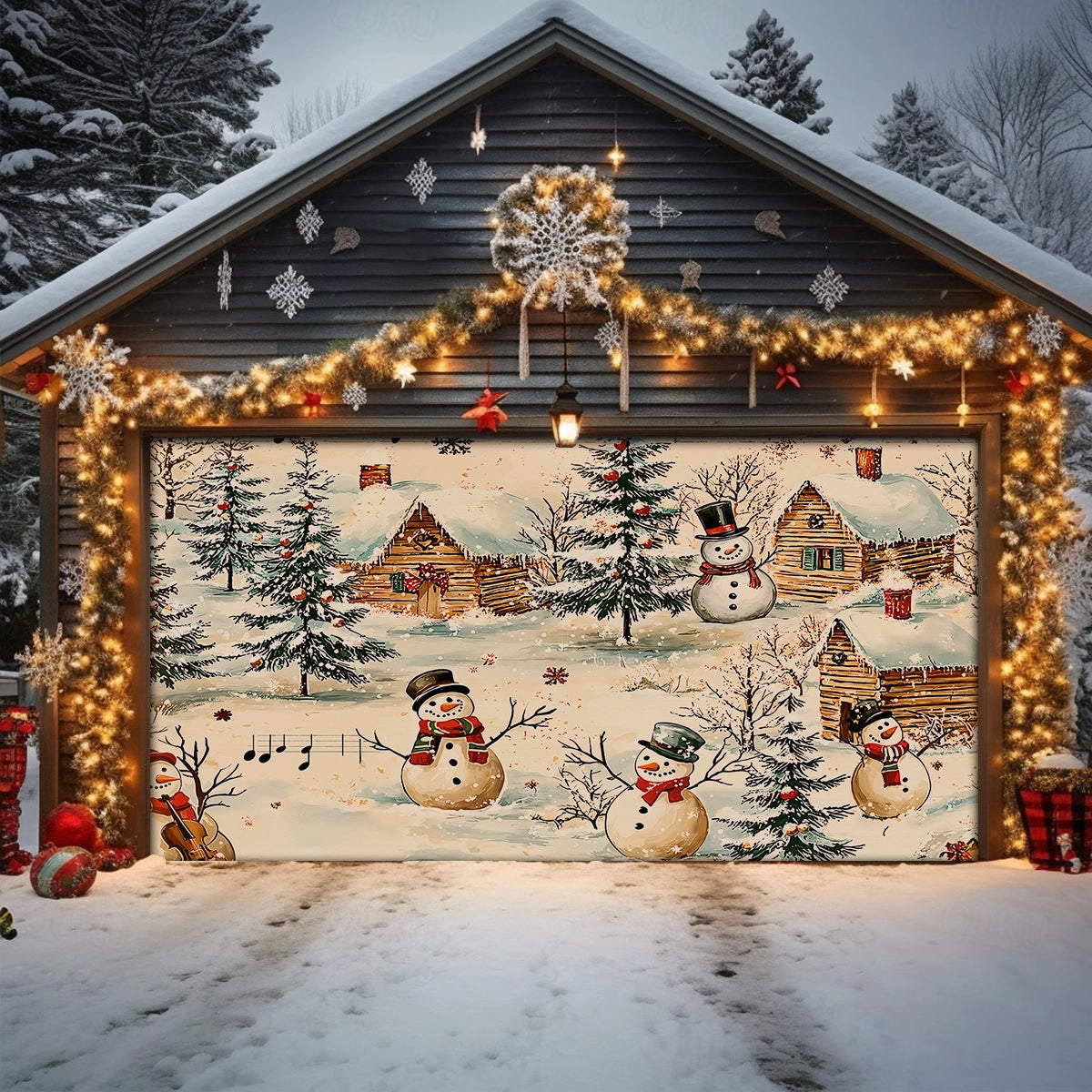 Shineful Garage Door Banner Decoration - Snow Melody