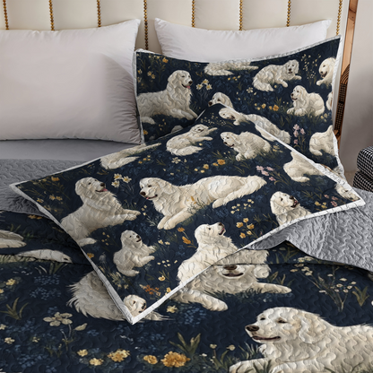 Shineful All Season Quilt 3-Piece Set - Vintage Golden Pattern