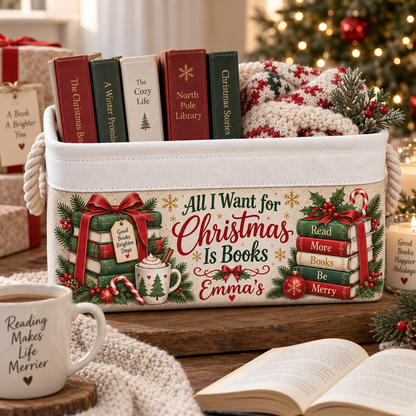 Shineful Personalized Christmas Reading Book Basket