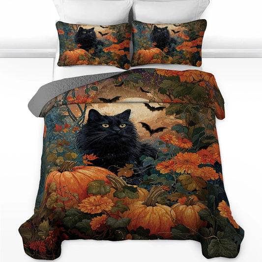 Shineful All Season Quilt 3-Piece Set Cat Autumn Enchantress