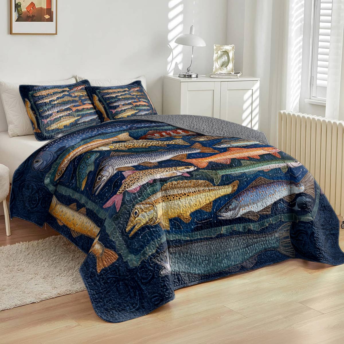 Shineful All Season Quilt 3-Piece Set Fishlife