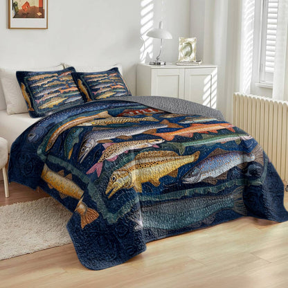Shineful All Season Quilt 3-Piece Set Fishlife