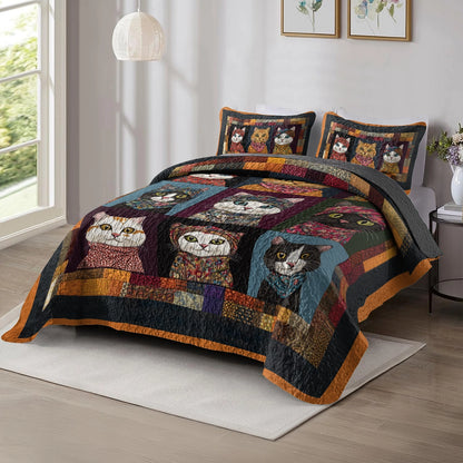 Shineful All Season Quilt 3-Piece Set - Cozy Cat Charm