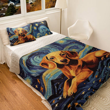 Shineful All Season Quilt 3-Piece Set - Dachshund Starry Night