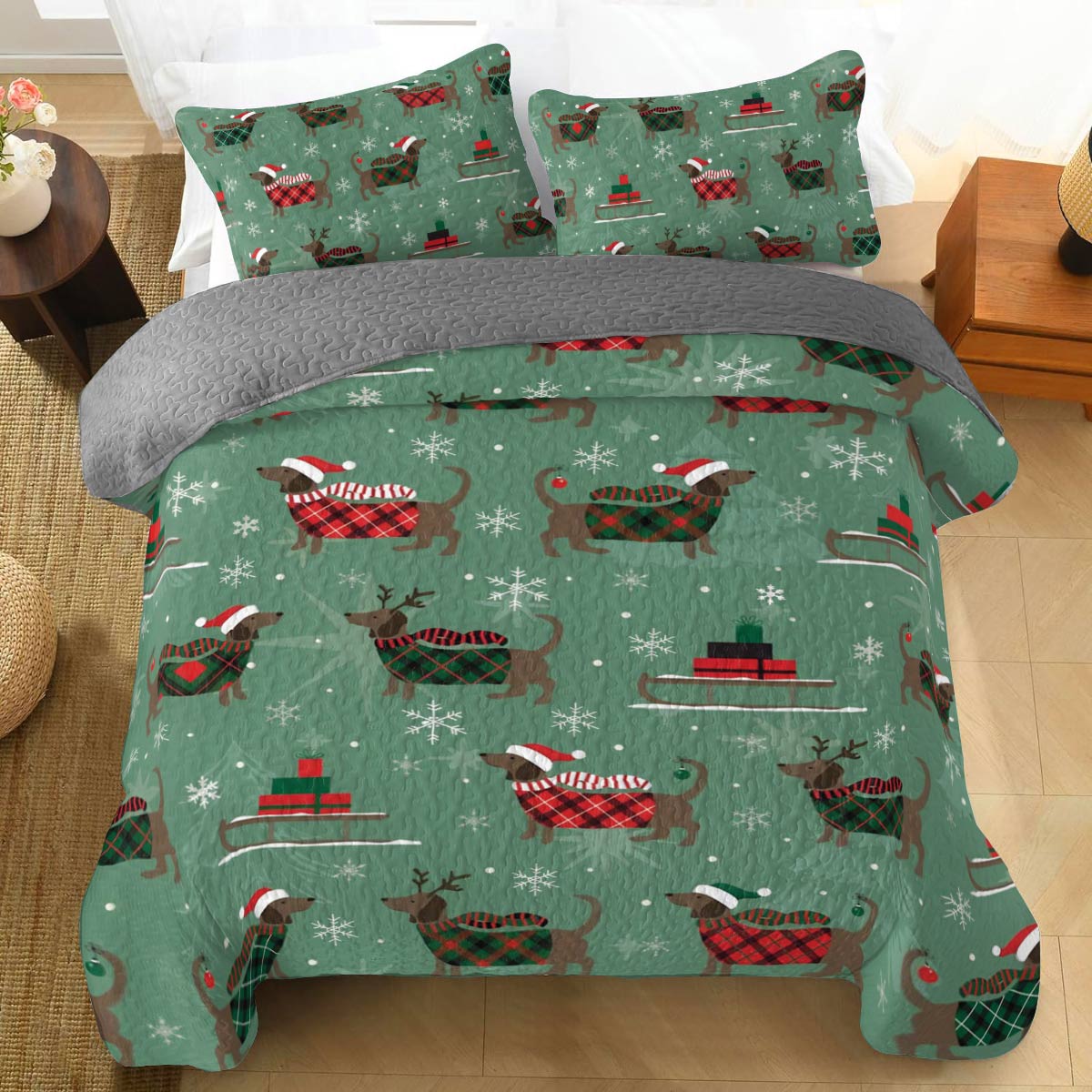 Shineful All Season Quilt 3-Piece Set Merry Dachsmas