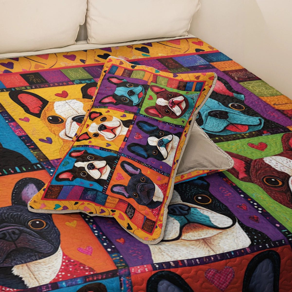 Shineful All Season Quilt 3-Piece Set French Bulldog Puppy Pop Art