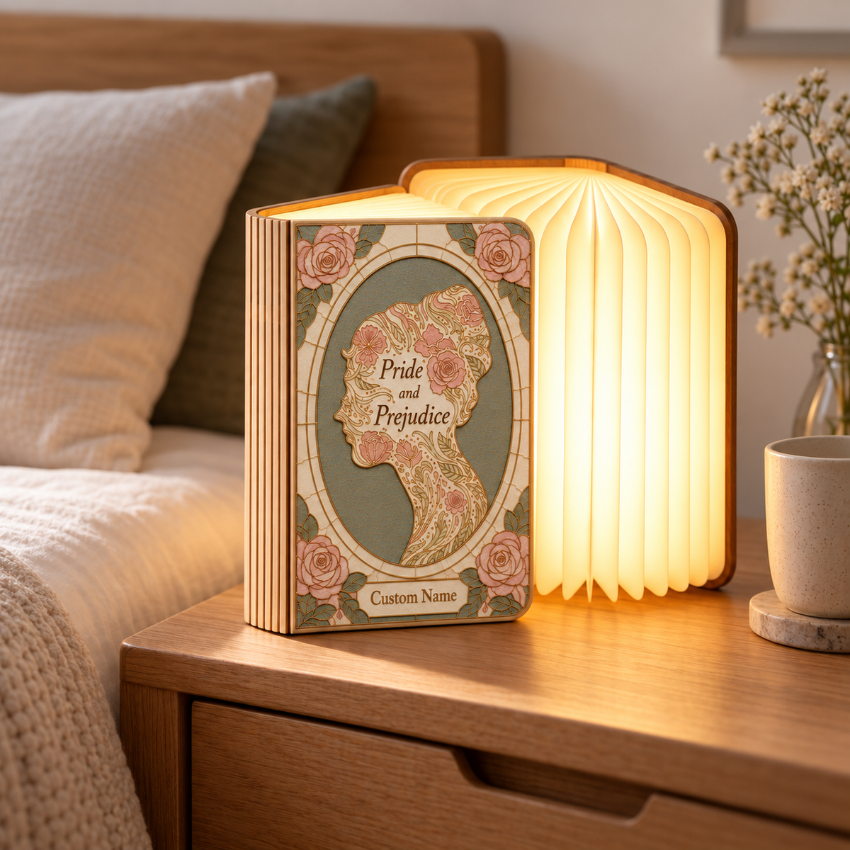 Shineful Price And Prejudice Wooden Book Lamp