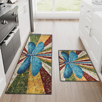 Shineful Dragonfly Bloom Ultra-Thin Non Skid Floor Mat, Kitchen Rugs