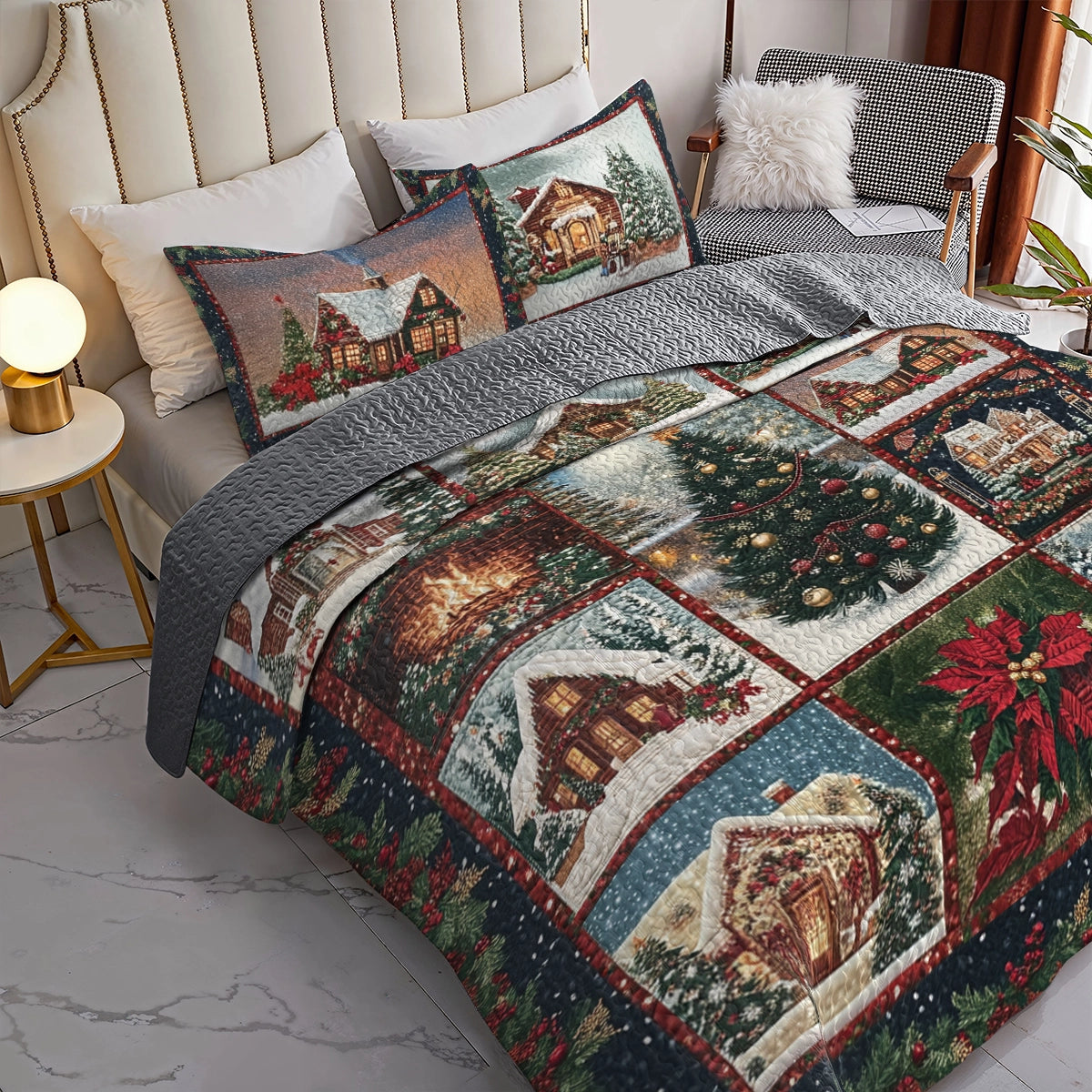 Shineful All Season Quilt 3-Piece Set - Holiday Hearth Christmas