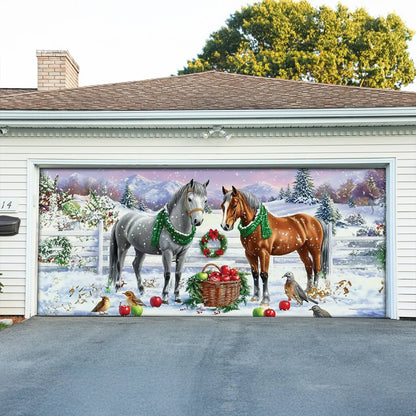 Shineful Garage Door Banner Decoration  Holiday Stable Elegance