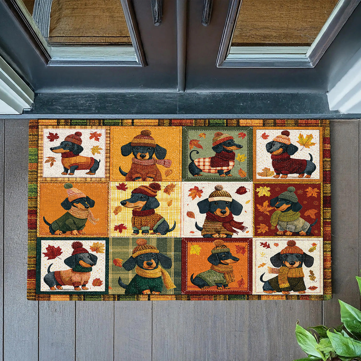 Shineful Snuggle Season Doxies Ultra-Thin Non Skid Floor Mat, Kitchen Rugs