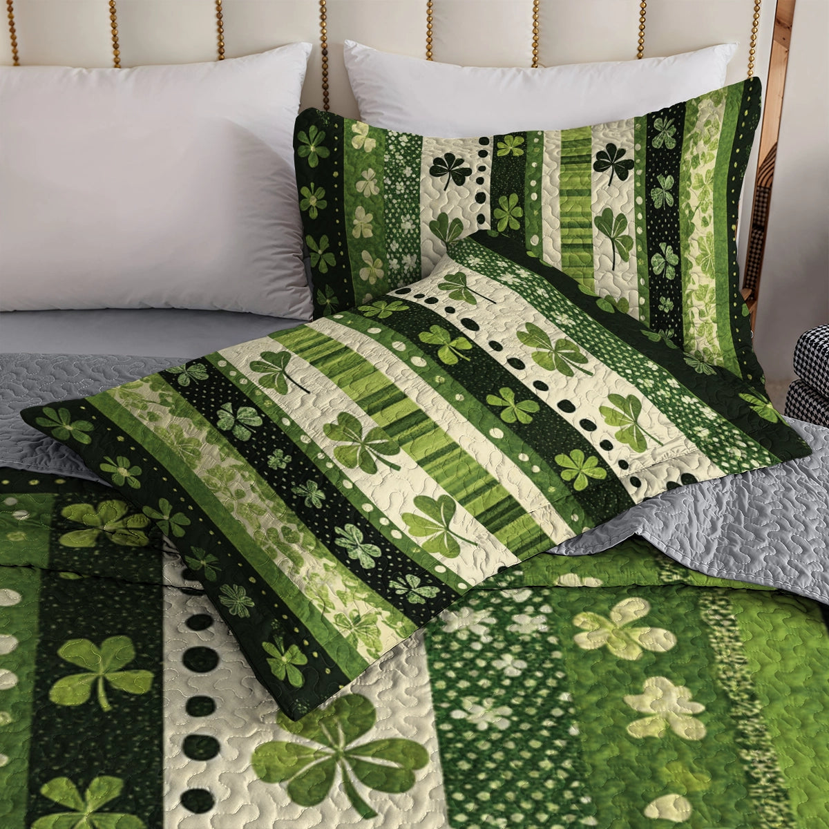 Shineful All Season Quilt 3-Piece Set Emerald Rows