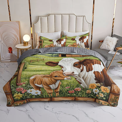 Shineful All Season Quilt 3-Piece Set Mother Cow and Calf