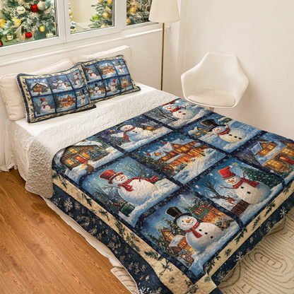 Shineful All Season Quilt 3-Piece Set - Winter Wonderland Snowman