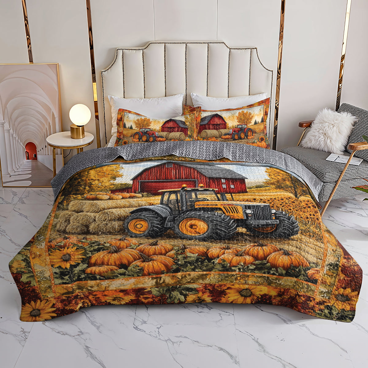 Shineful All Season Quilt 3-Piece Set Autumn Harvest Farm