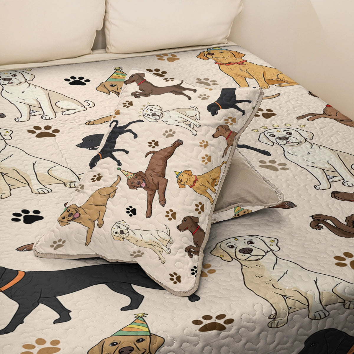 Shineful All Season Quilt 3-Piece Set - Labrador Fun Time