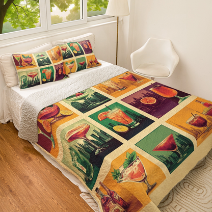 Shineful All Season Quilt 3-Piece Set Wine Cocktail City Nights