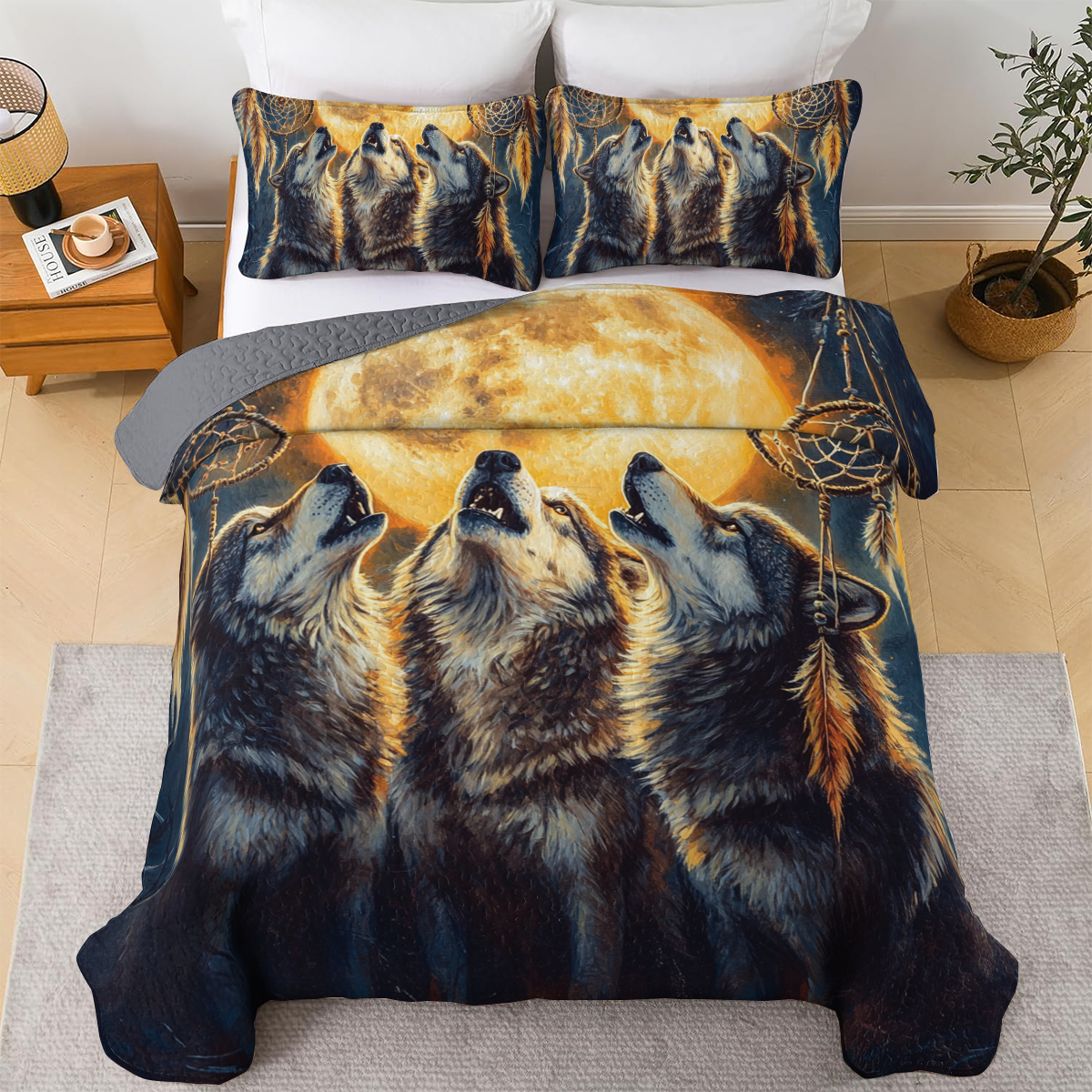 Shineful All Season Quilt 3-Piece Set - Wolf