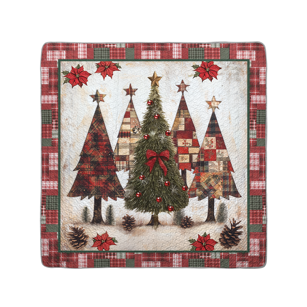 Shineful All Season Quilt 3-Piece Set Plaid Christmas Pines