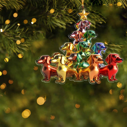Shineful 2D Acrylic Ornament  Happy Christmas Dachshunds